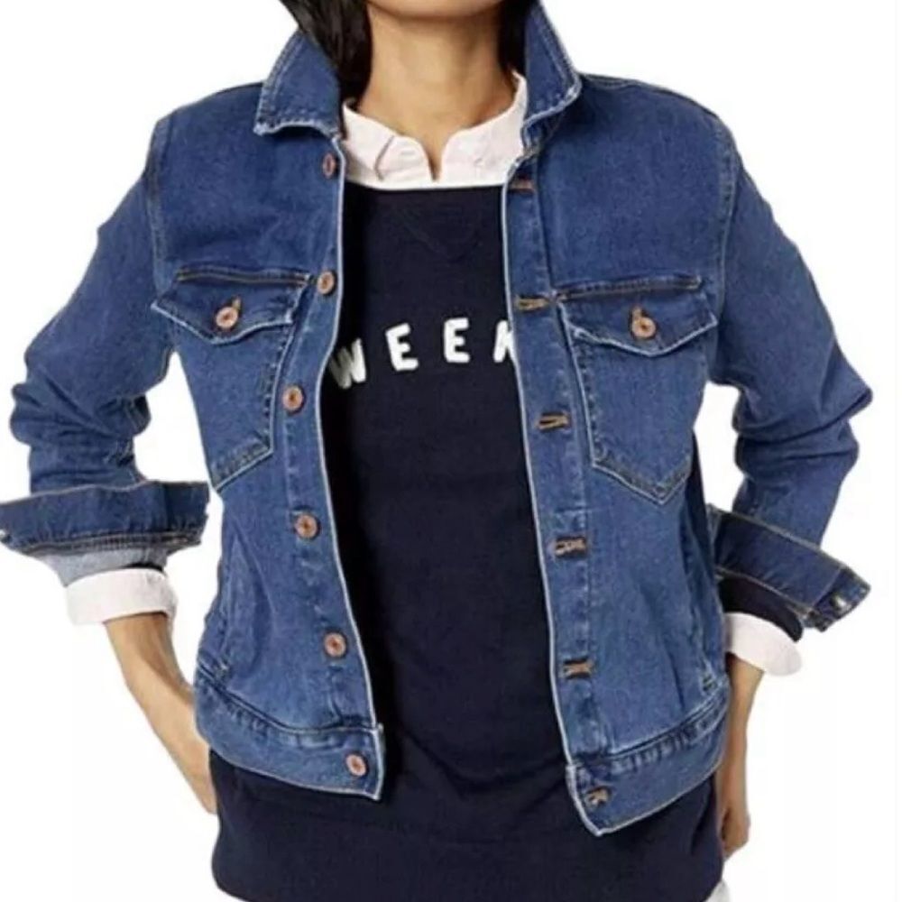 J. Crew Mercantile Long Sleeve Button Front Blue Denim Collared Jean Jacket. XS.
